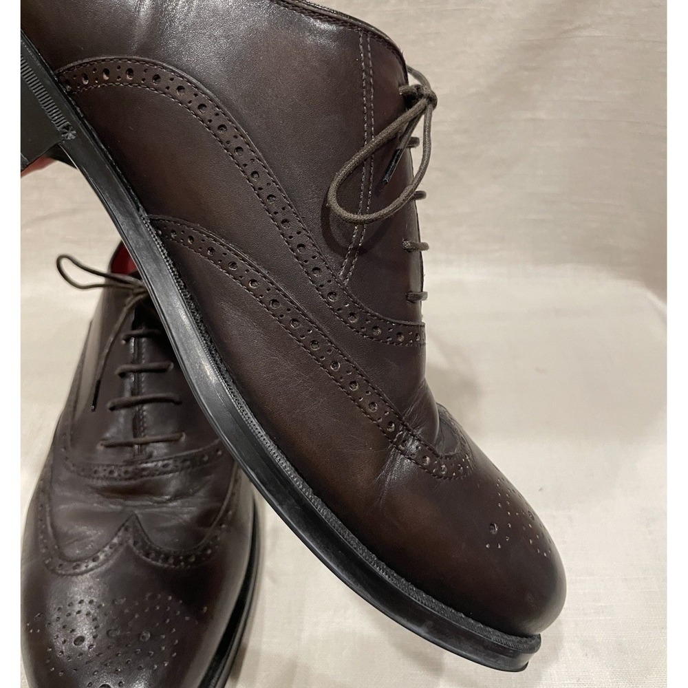 BARRETT Oxford Dark Brown Leather Full Brogue Wingtip Dress Shoes Men's Sz 10.5 - Picture 13 of 16